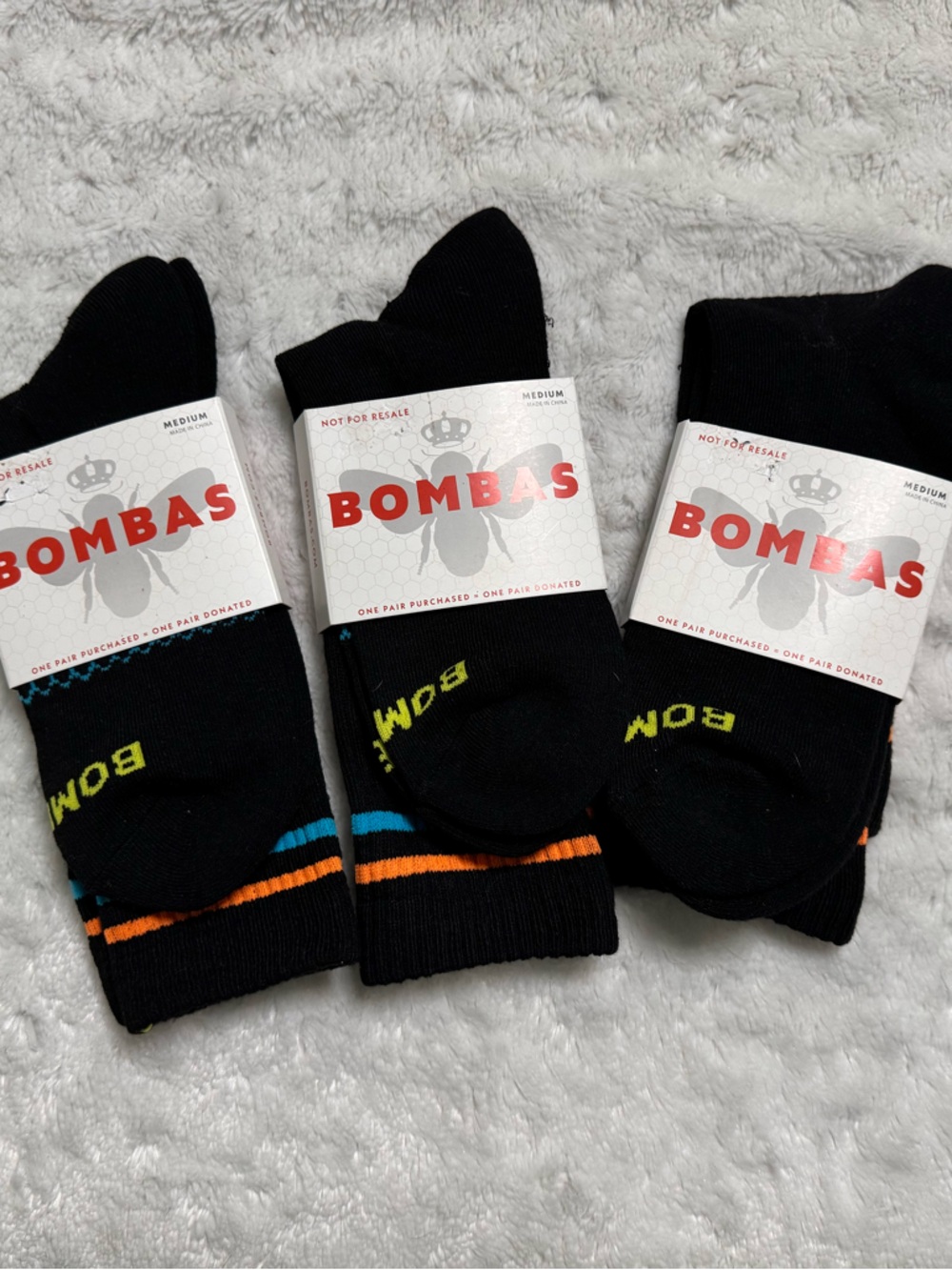 NWT- BOMBAS 3 pair bundle calf striped socks